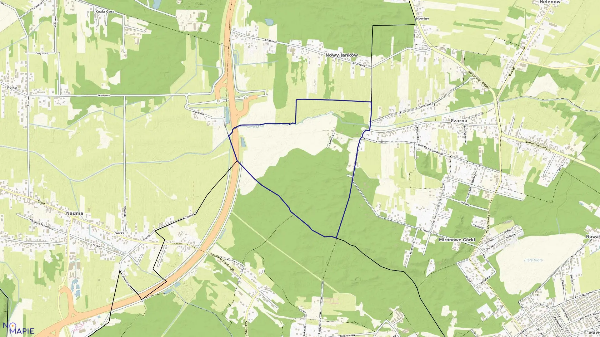 Mapa obrębu 01 w gminie Wołomin