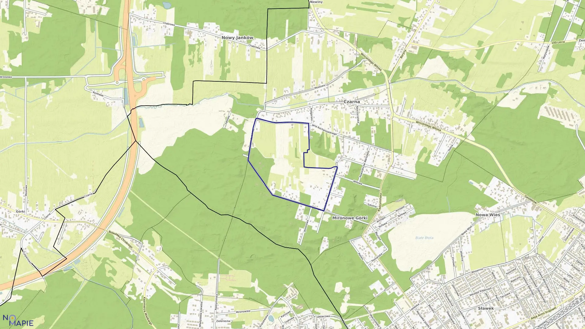 Mapa obrębu 02 w gminie Wołomin