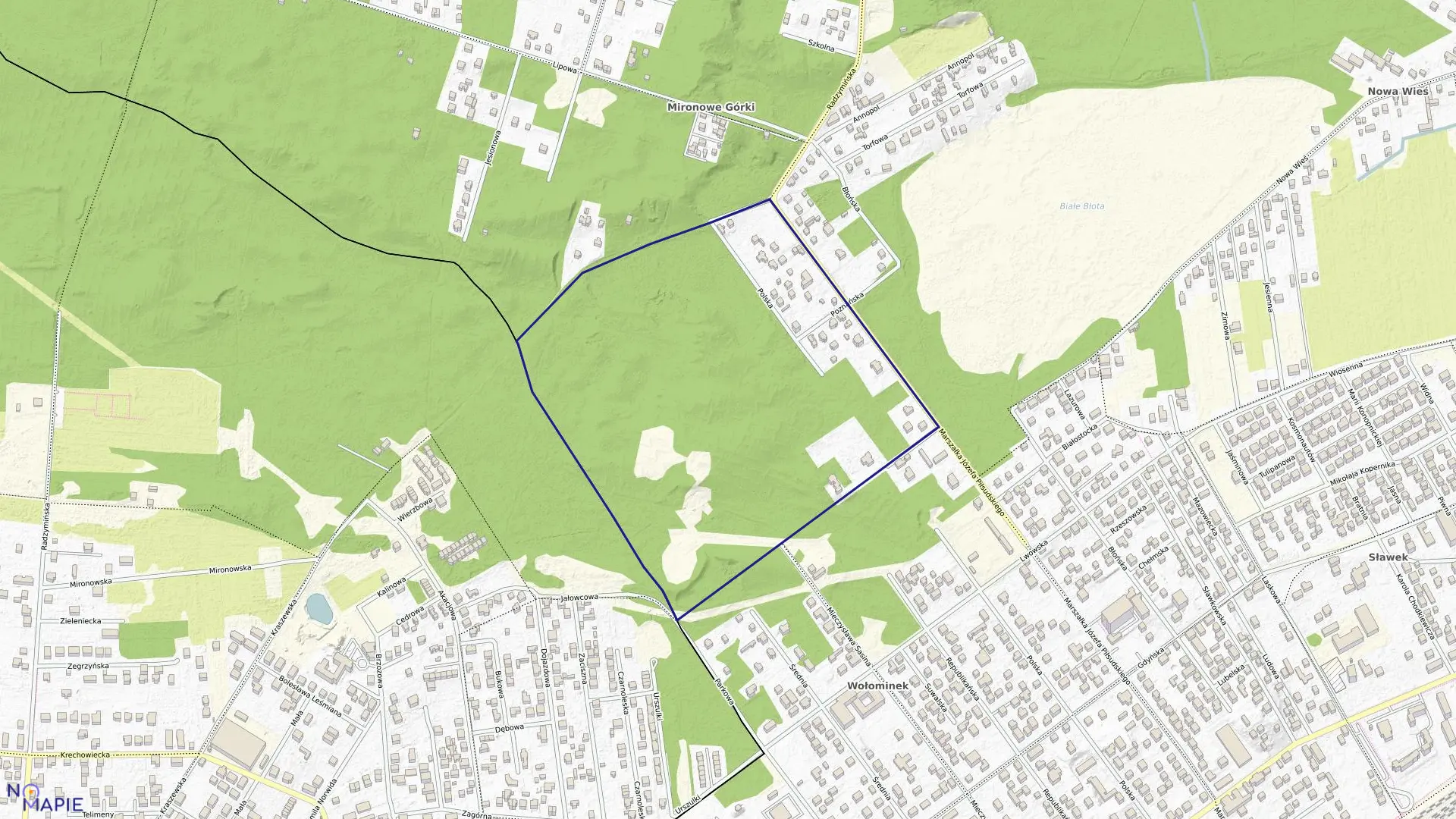 Mapa obrębu 05 w gminie Wołomin