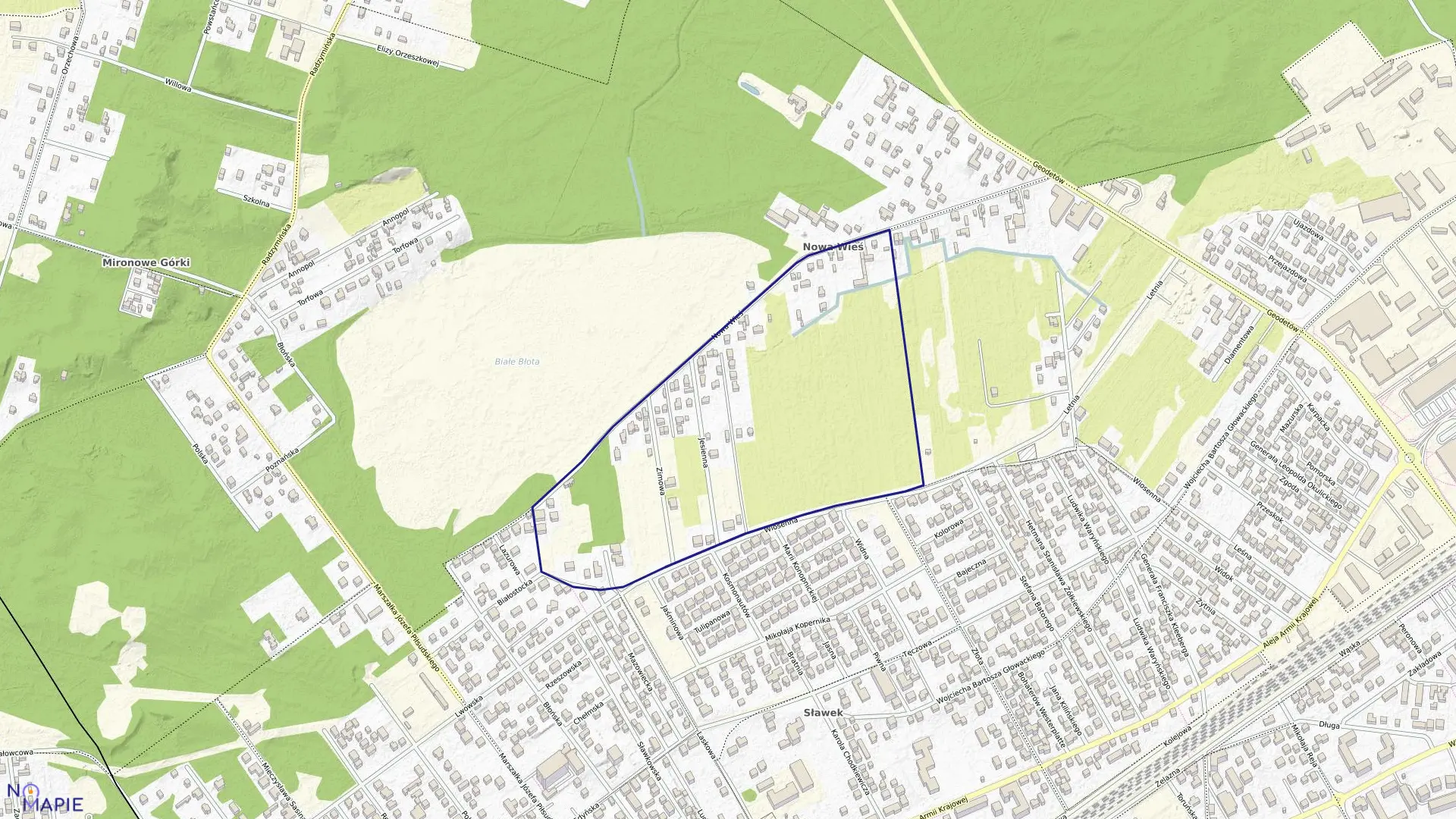 Mapa obrębu 08 w gminie Wołomin