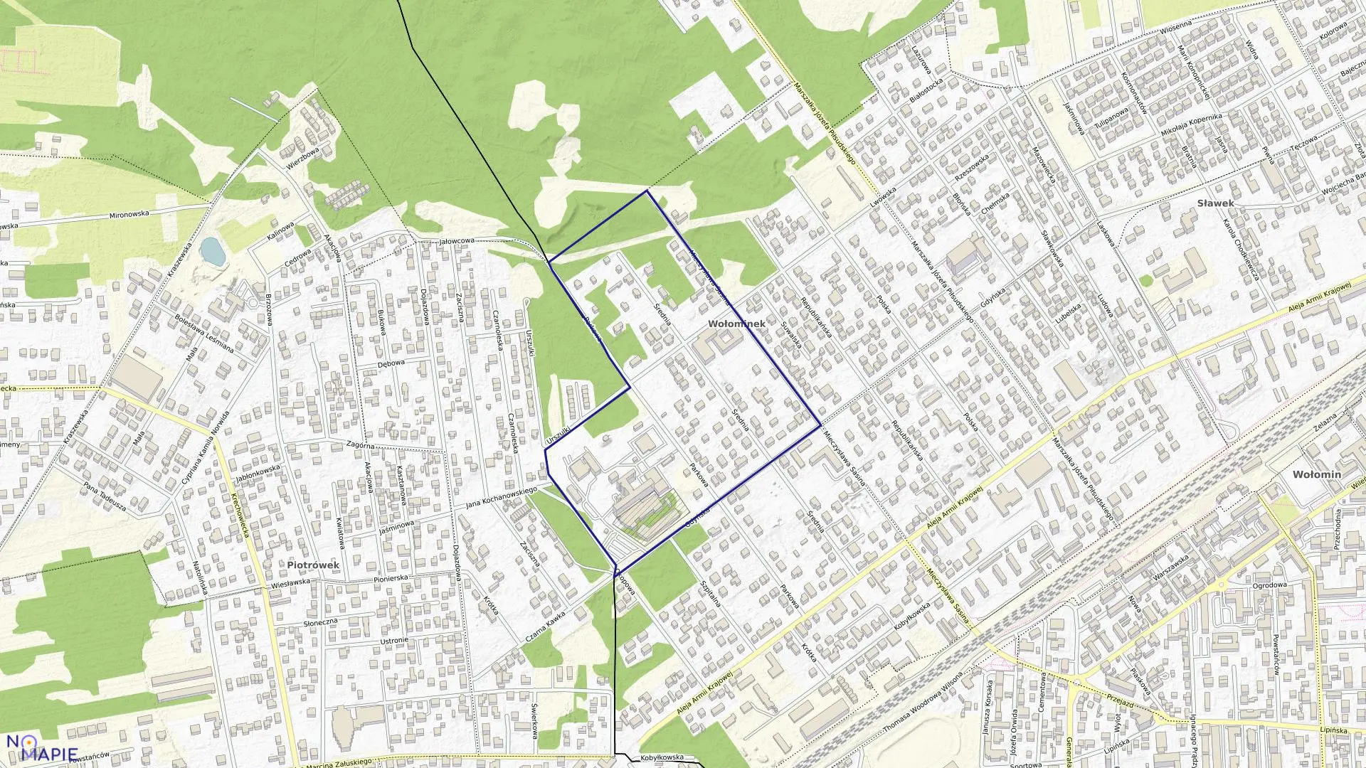 Mapa obrębu 12 w gminie Wołomin