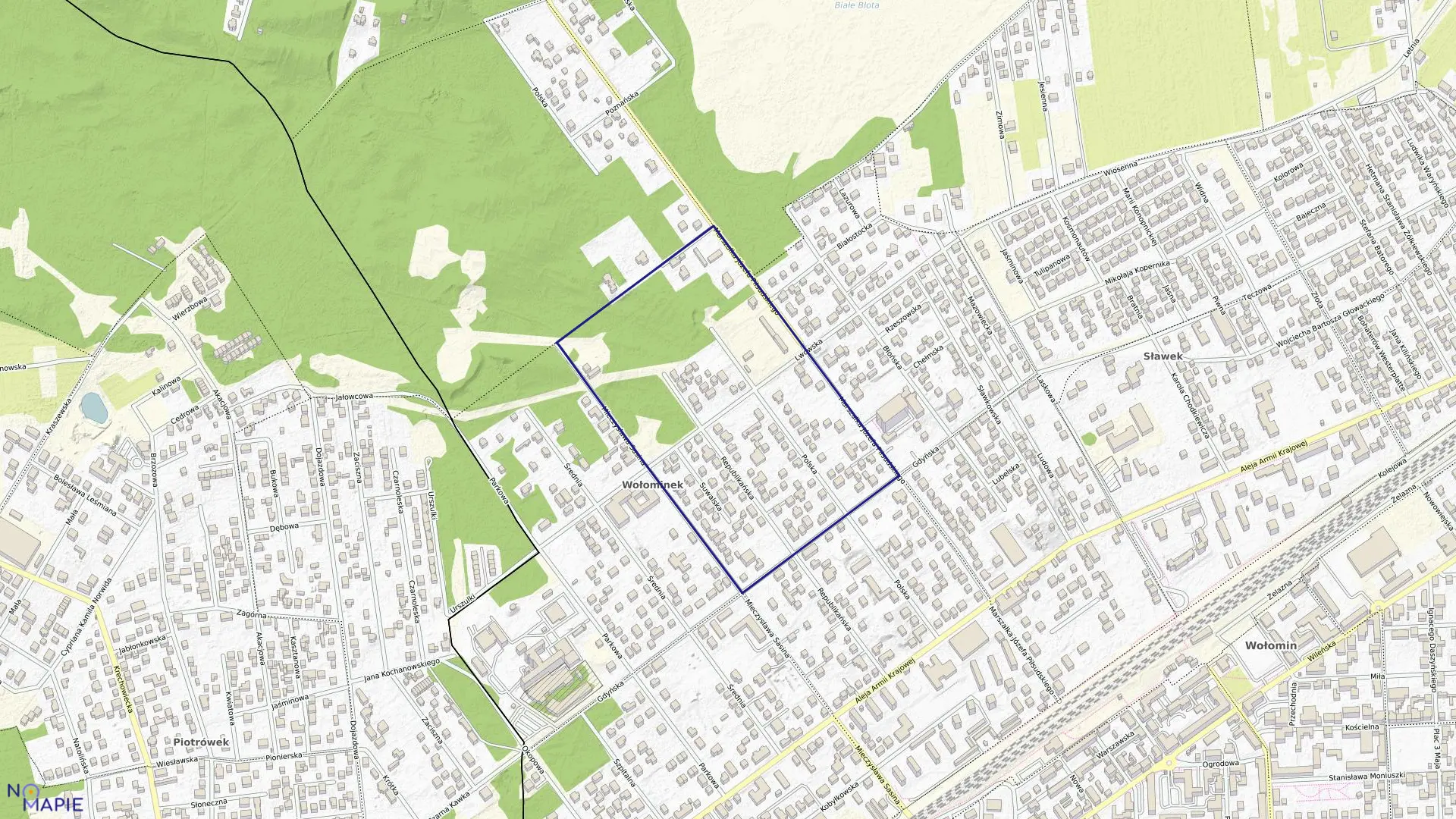 Mapa obrębu 13 w gminie Wołomin