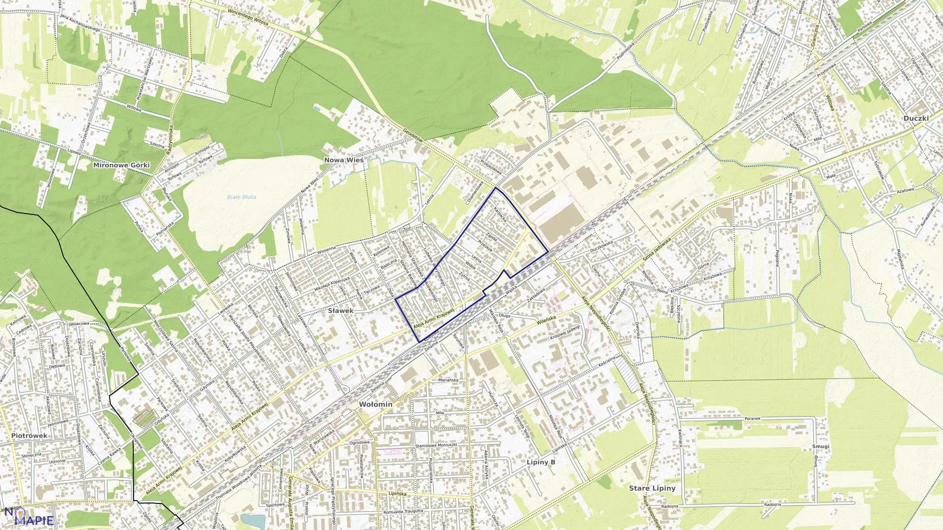 Mapa obrębu 17 w gminie Wołomin