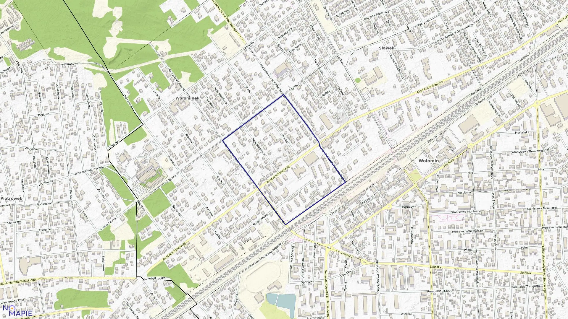 Mapa obrębu 19 w gminie Wołomin