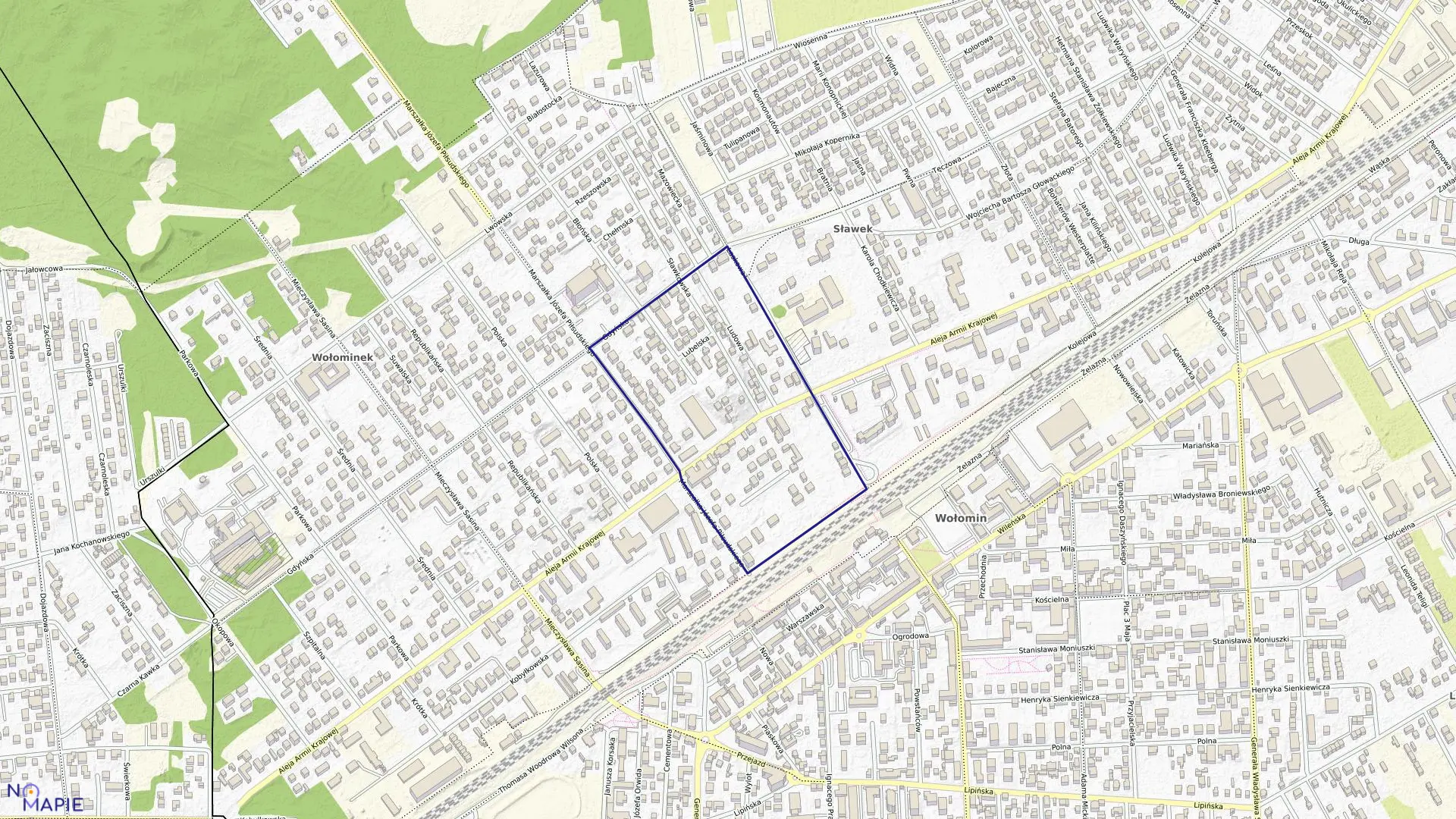 Mapa obrębu 20 w gminie Wołomin