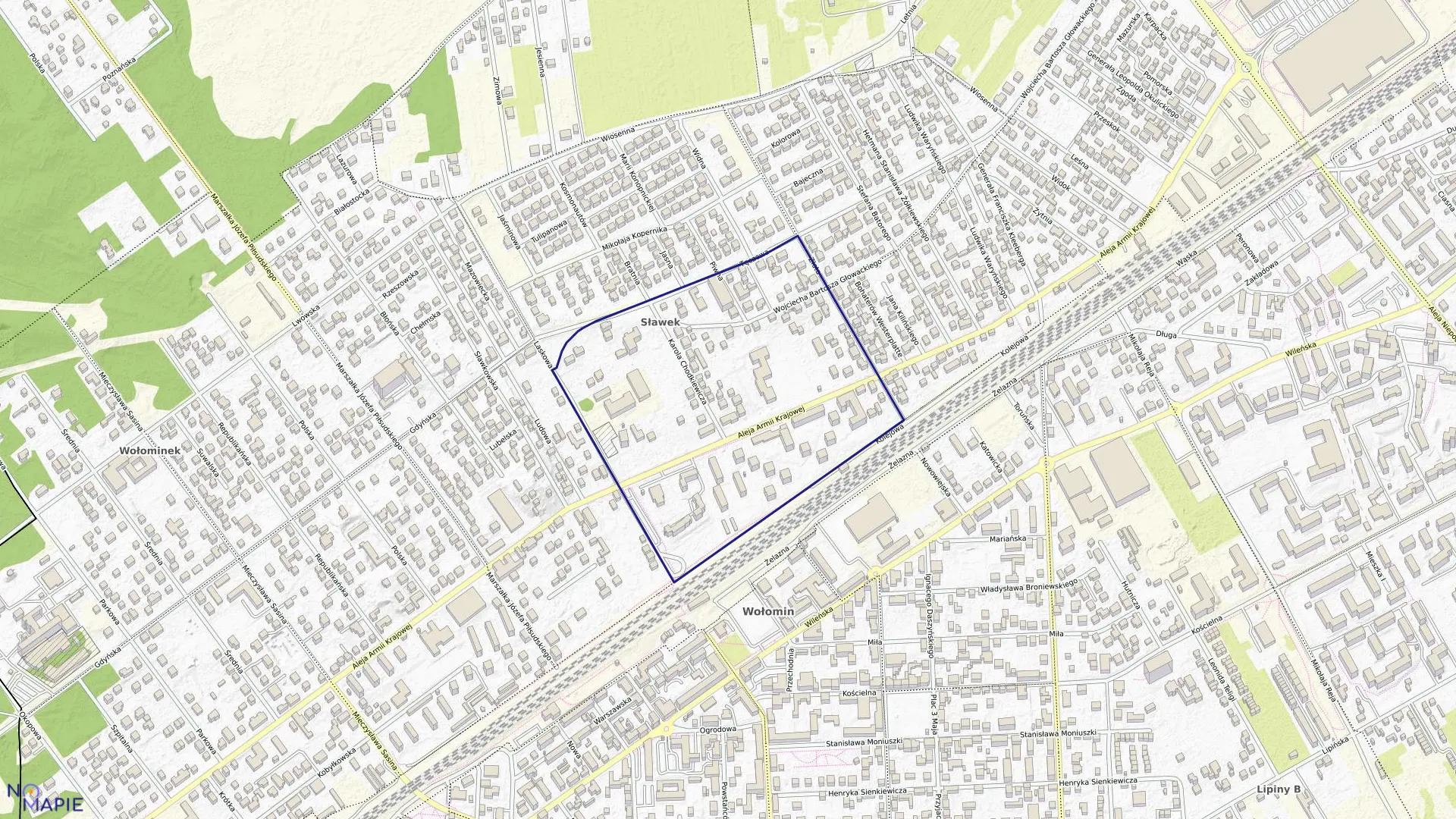 Mapa obrębu 21 w gminie Wołomin