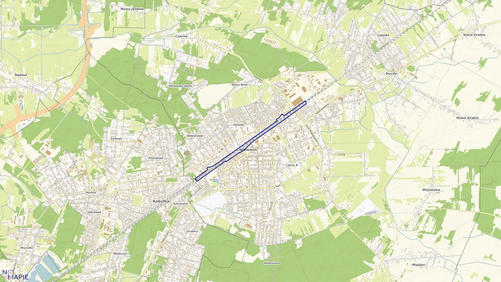 Mapa obrębu 22 w gminie Wołomin