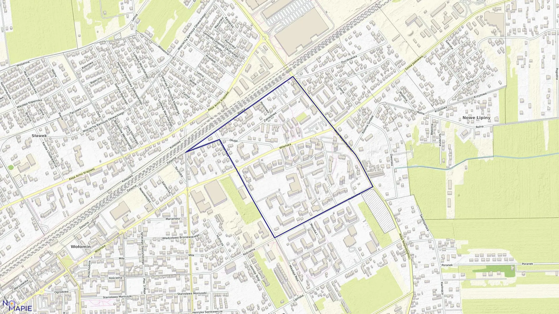 Mapa obrębu 25 w gminie Wołomin