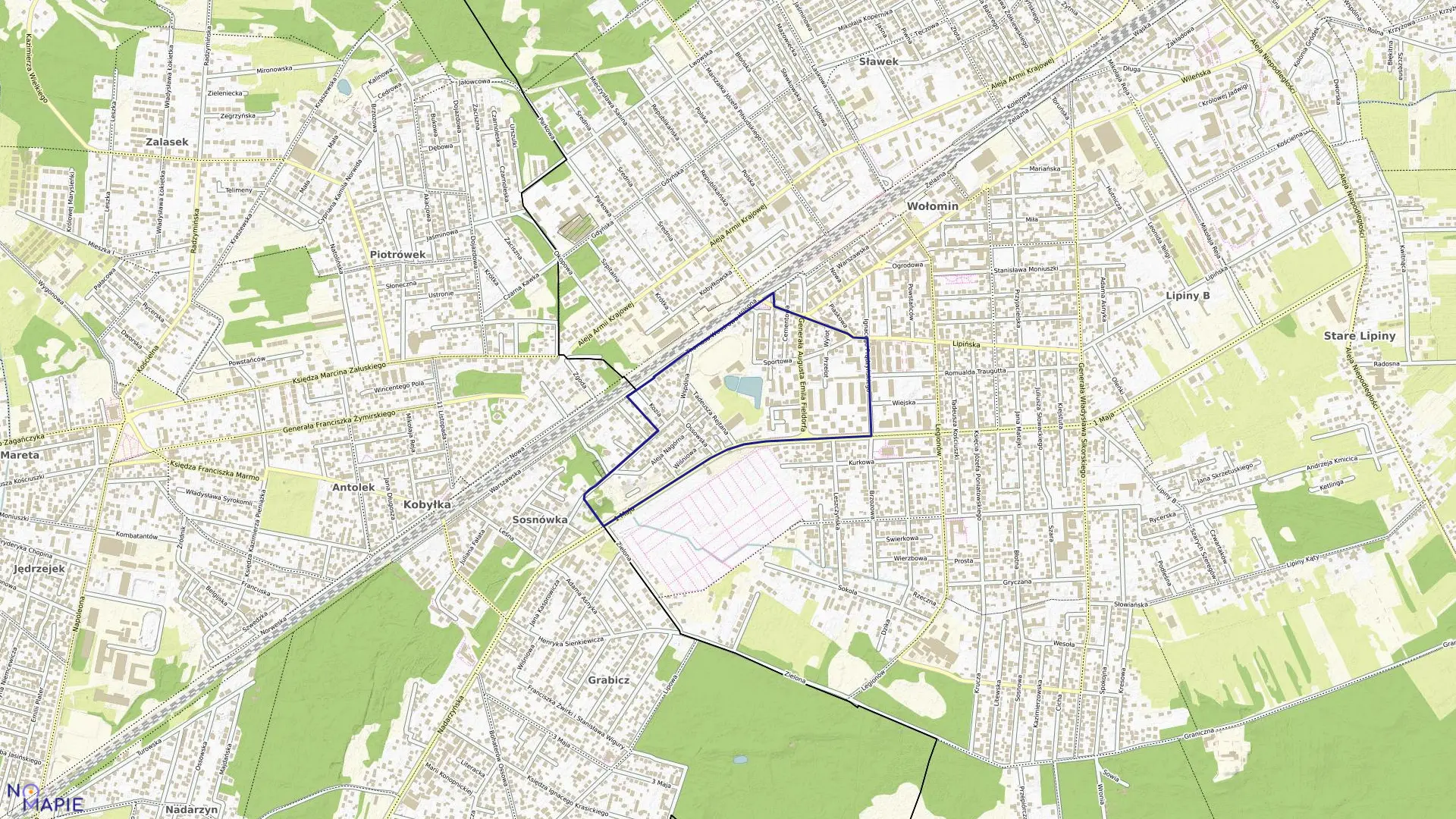 Mapa obrębu 27 w gminie Wołomin