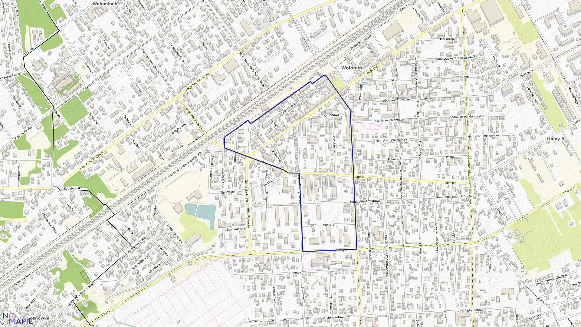 Mapa obrębu 28 w gminie Wołomin