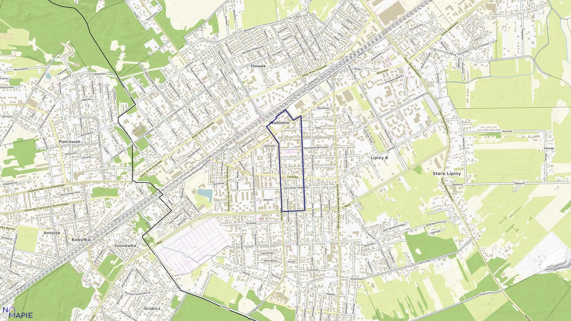 Mapa obrębu 29 w gminie Wołomin