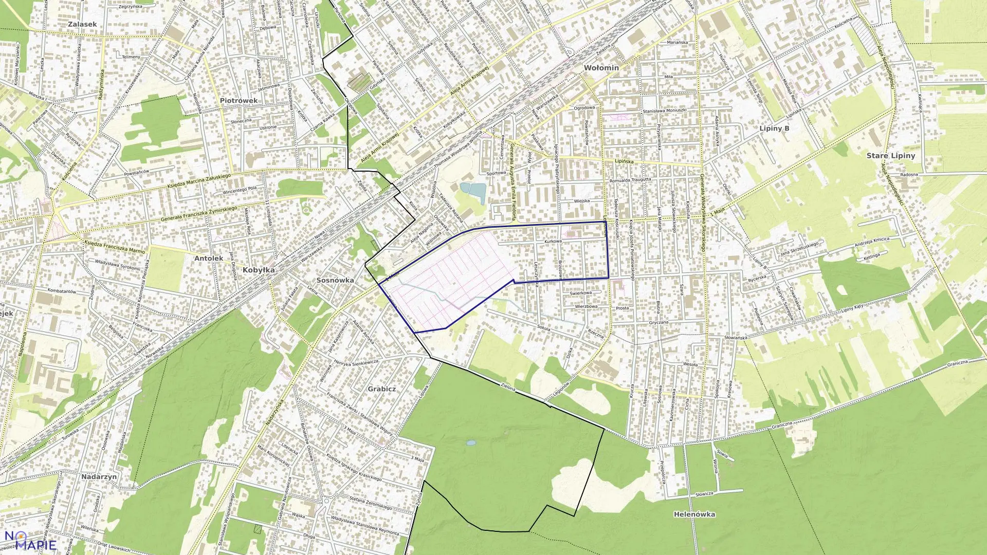 Mapa obrębu 32 w gminie Wołomin