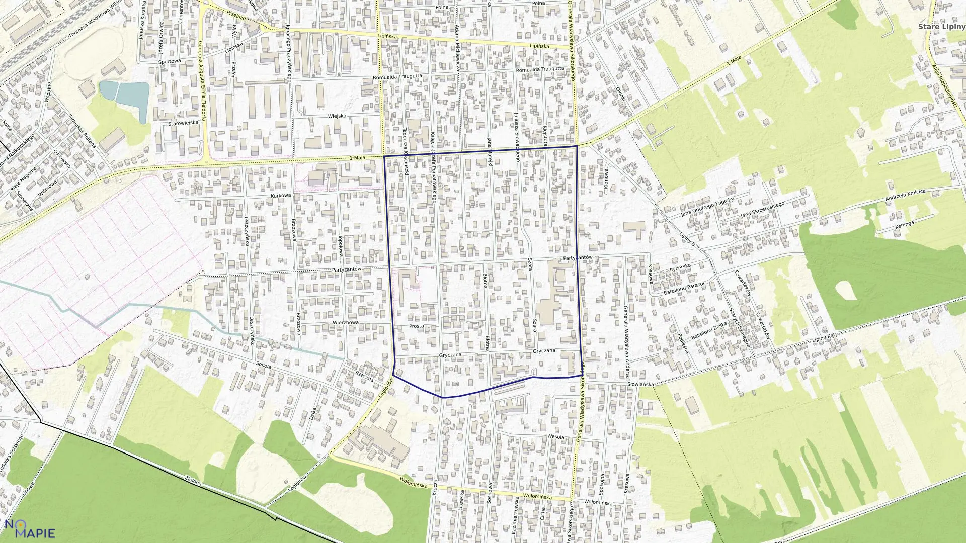 Mapa obrębu 33 w gminie Wołomin