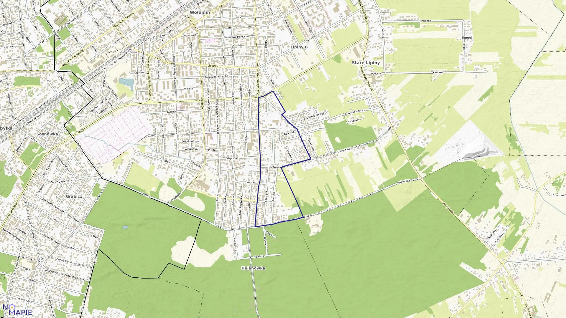 Mapa obrębu 34 w gminie Wołomin