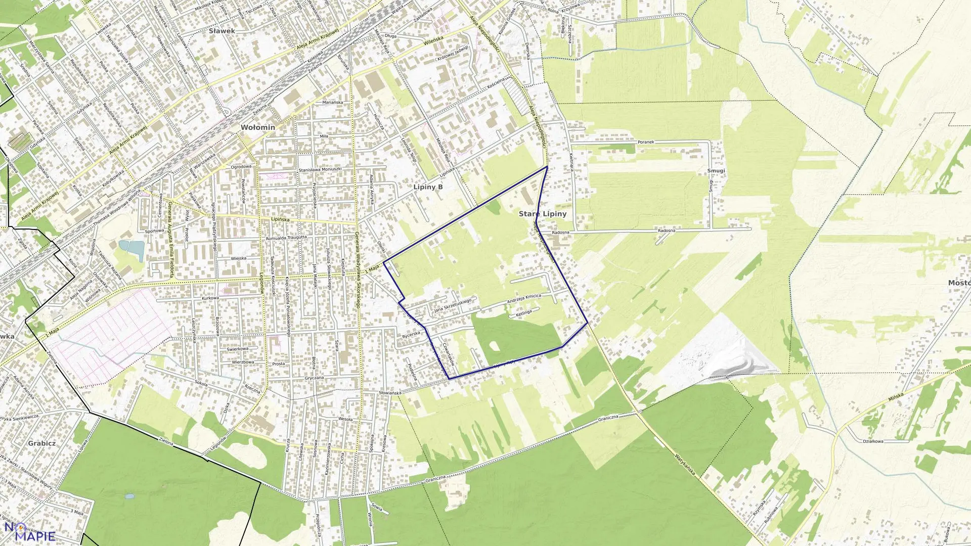 Mapa obrębu 35 w gminie Wołomin