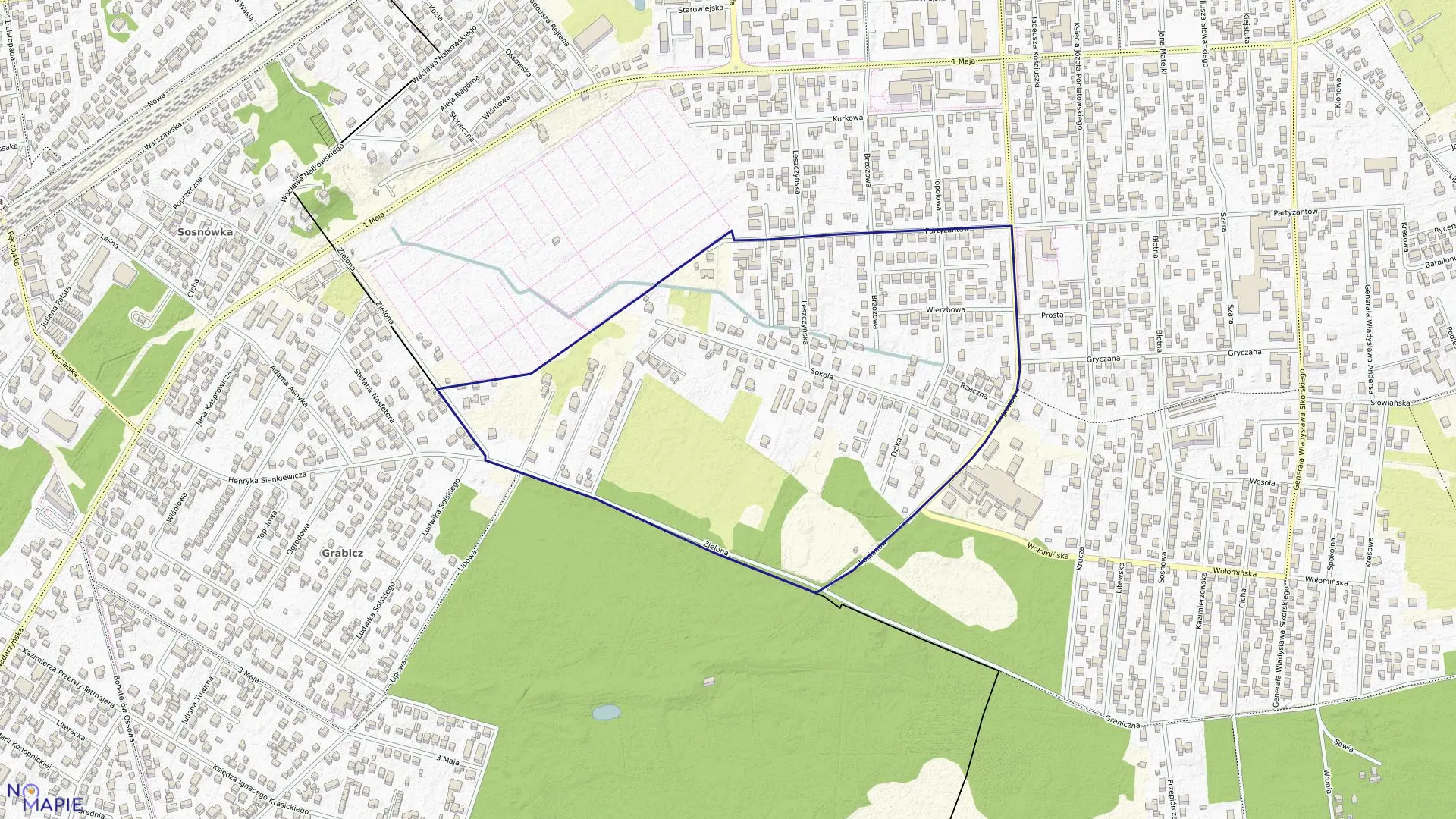 Mapa obrębu 36 w gminie Wołomin