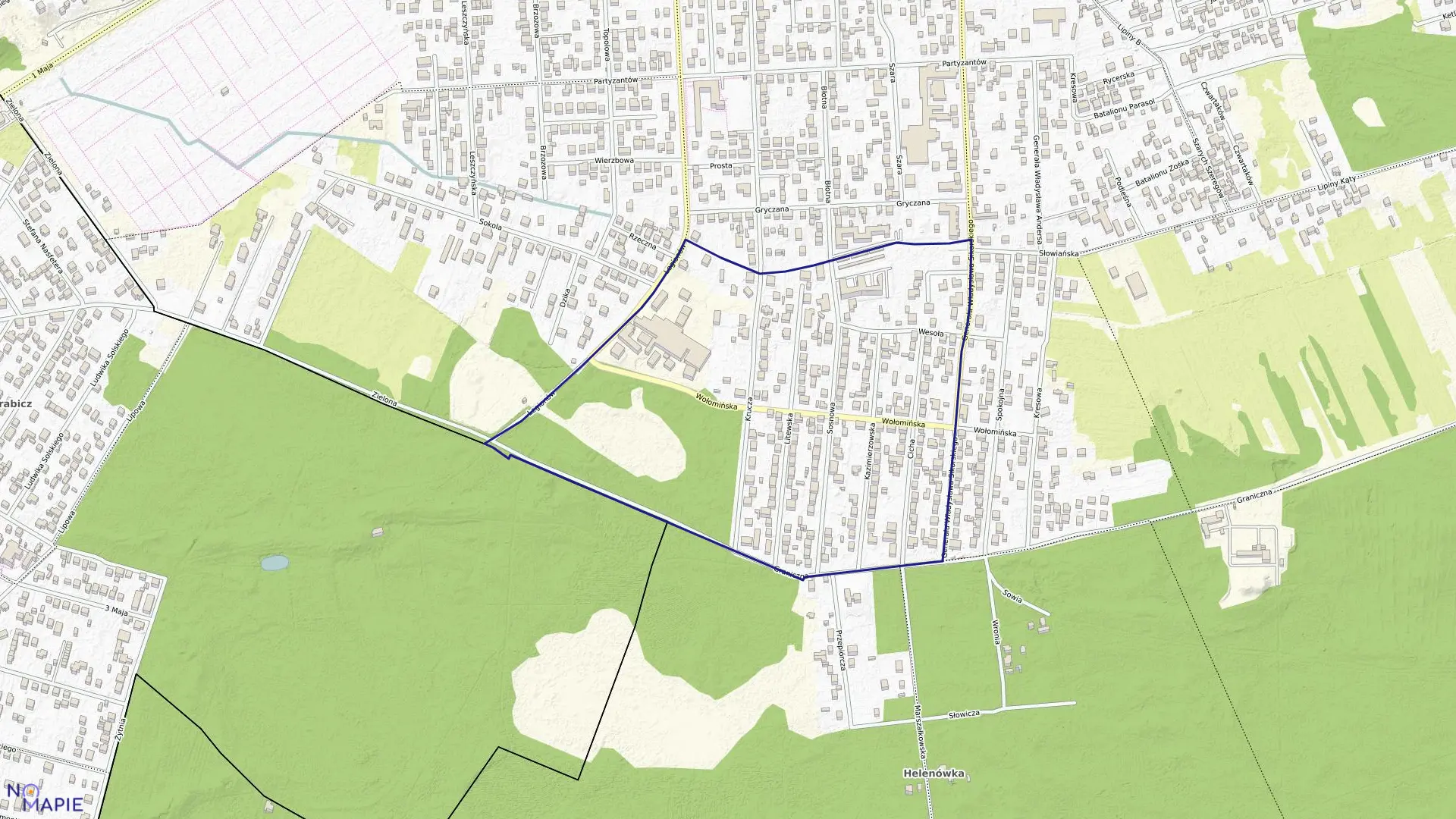 Mapa obrębu 37 w gminie Wołomin