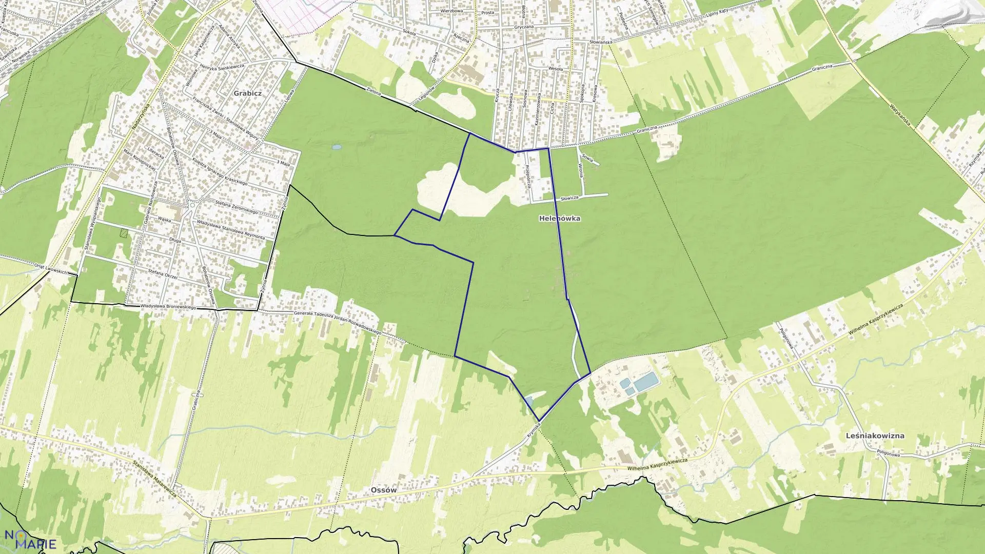 Mapa obrębu 39 w gminie Wołomin