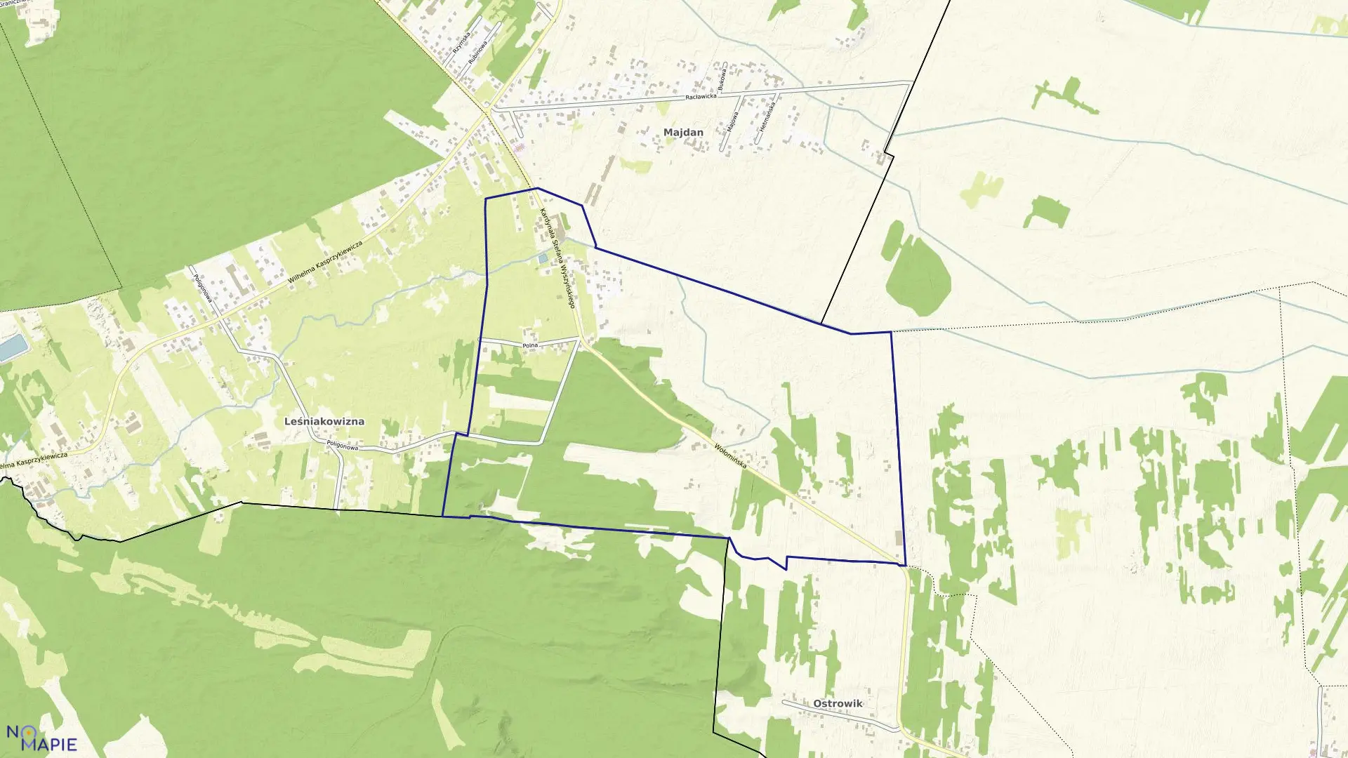 Mapa obrębu CIĘCIWA w gminie Wołomin