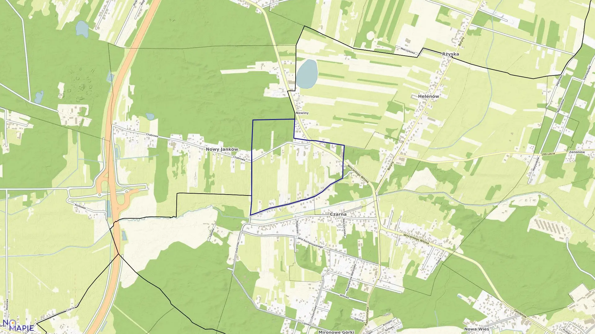 Mapa obrębu CZARNA-01 w gminie Wołomin