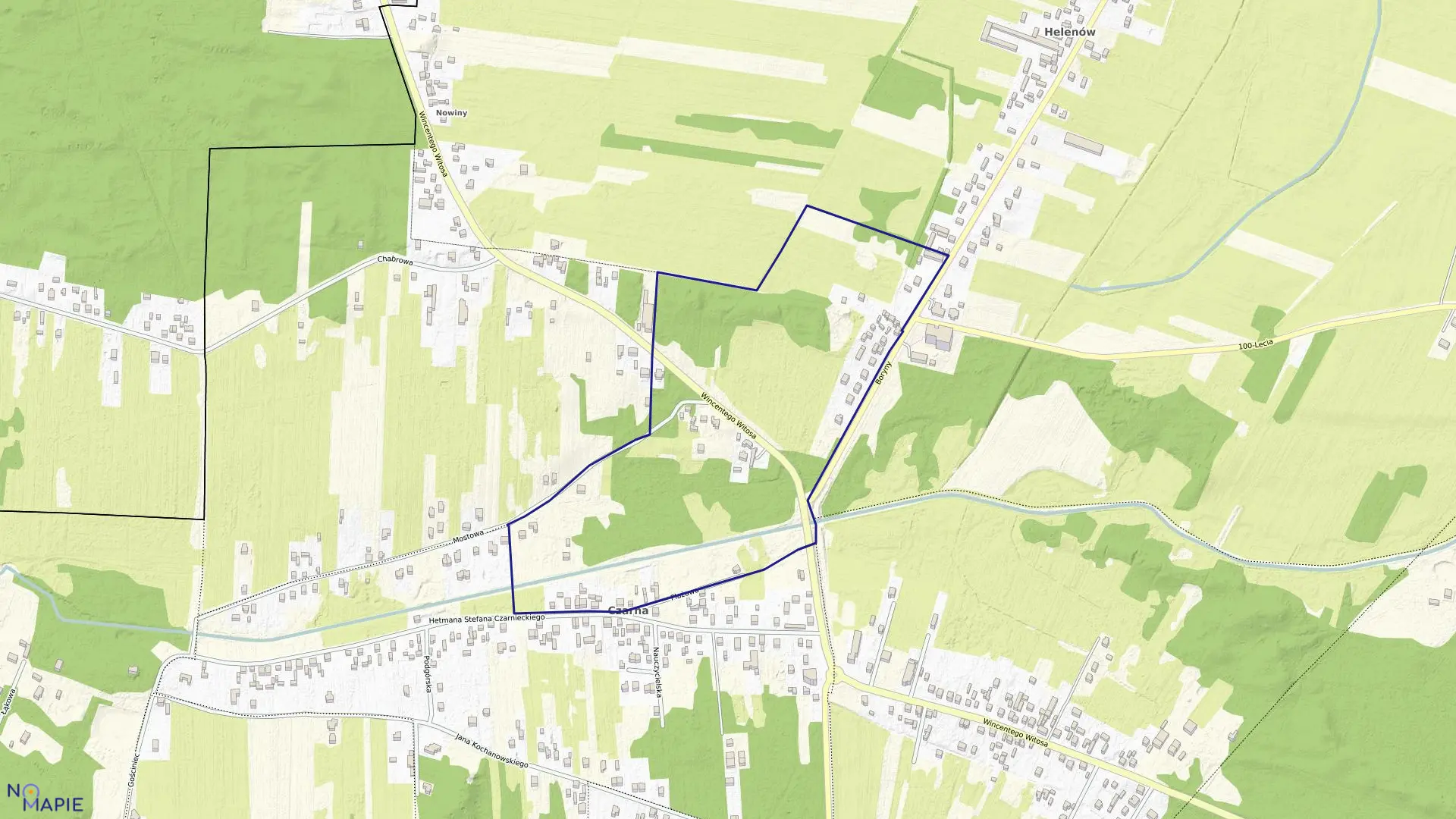 Mapa obrębu CZARNA-02 w gminie Wołomin