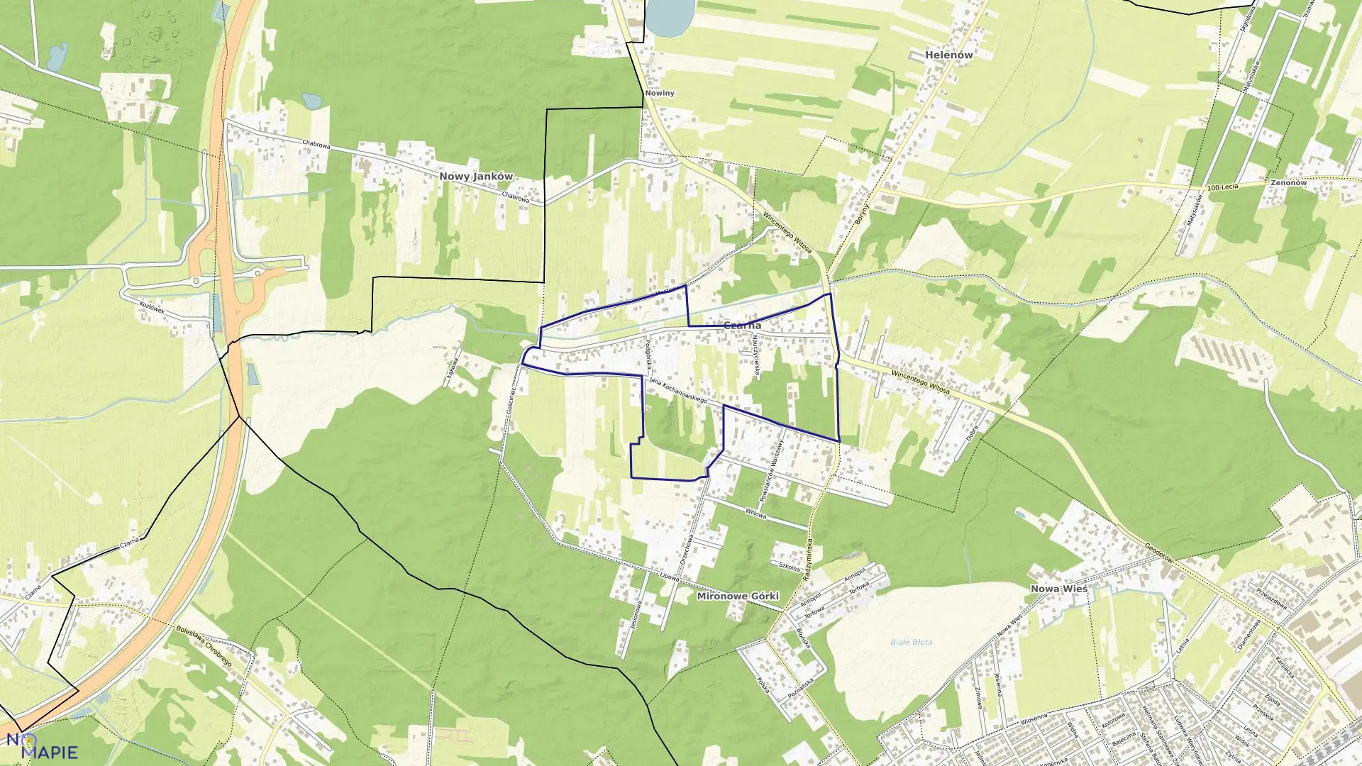 Mapa obrębu CZARNA-03 w gminie Wołomin