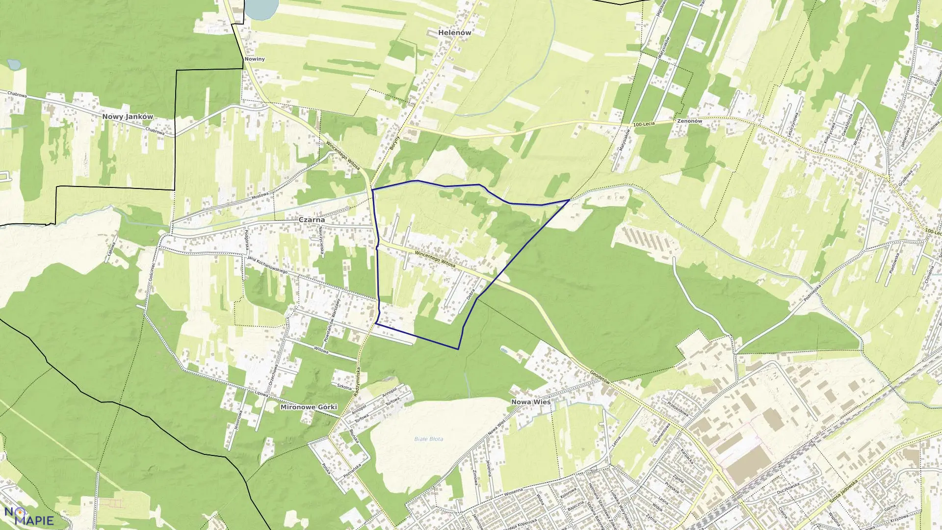 Mapa obrębu CZARNA-04 w gminie Wołomin