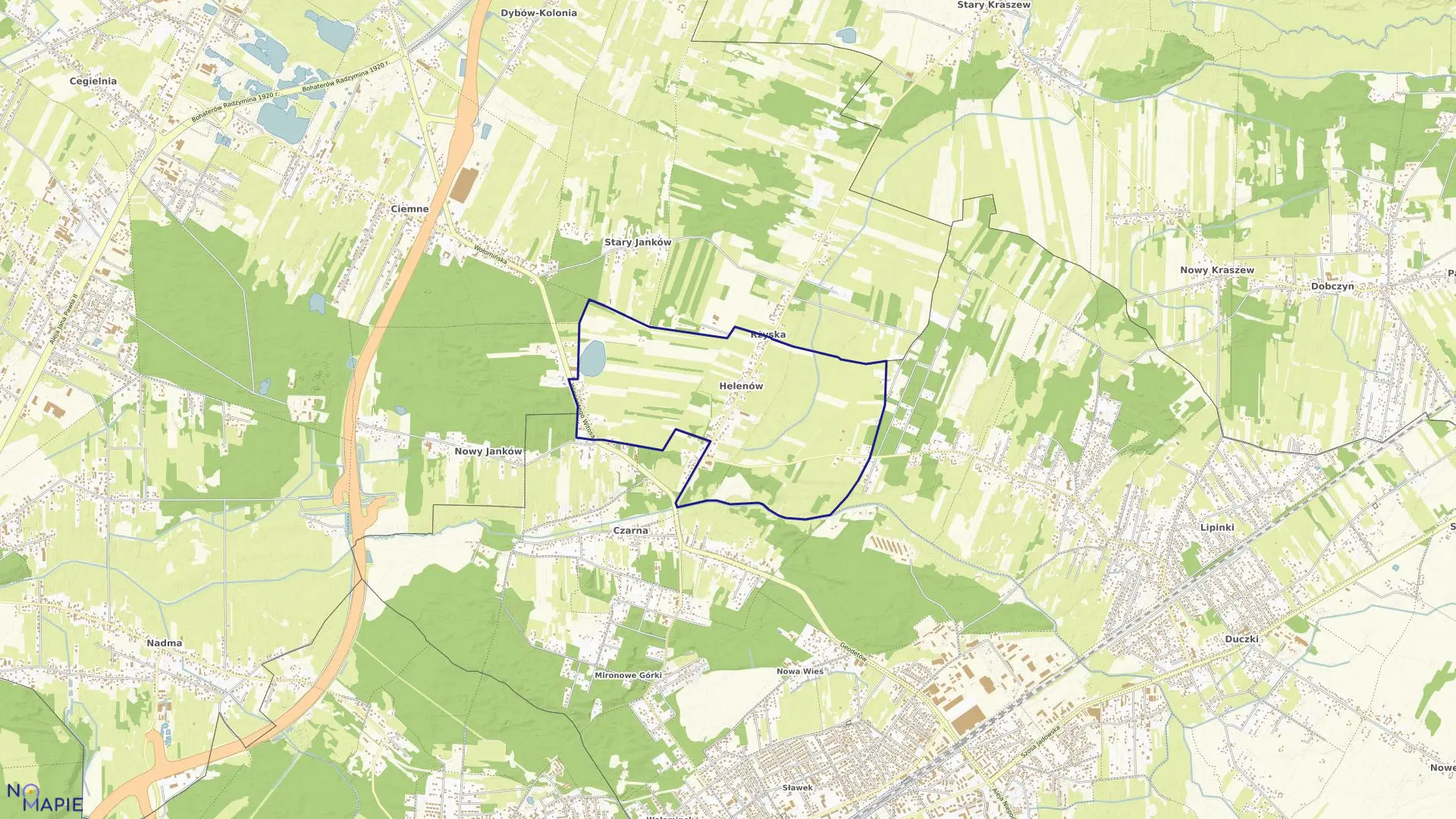 Mapa obrębu HELENÓW w gminie Wołomin