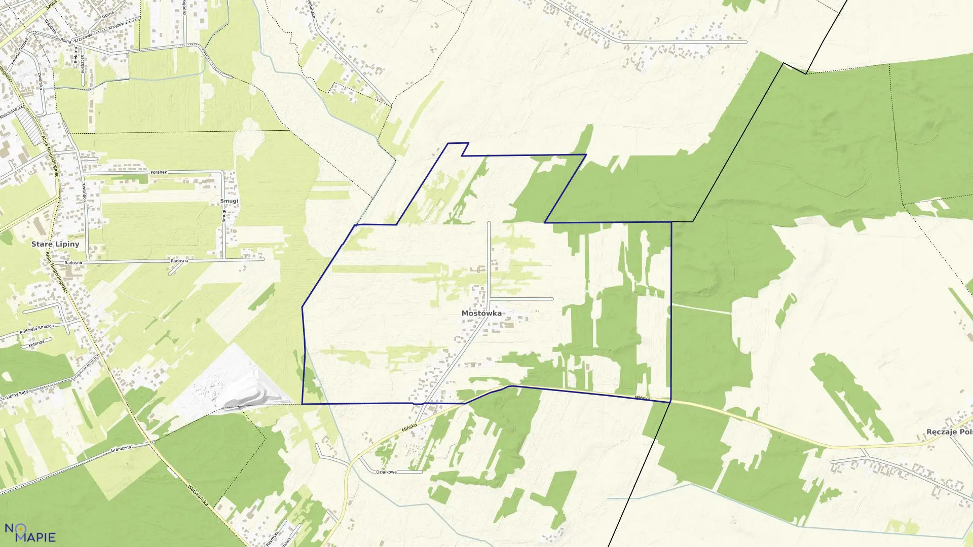 Mapa obrębu MOSTÓWKA w gminie Wołomin