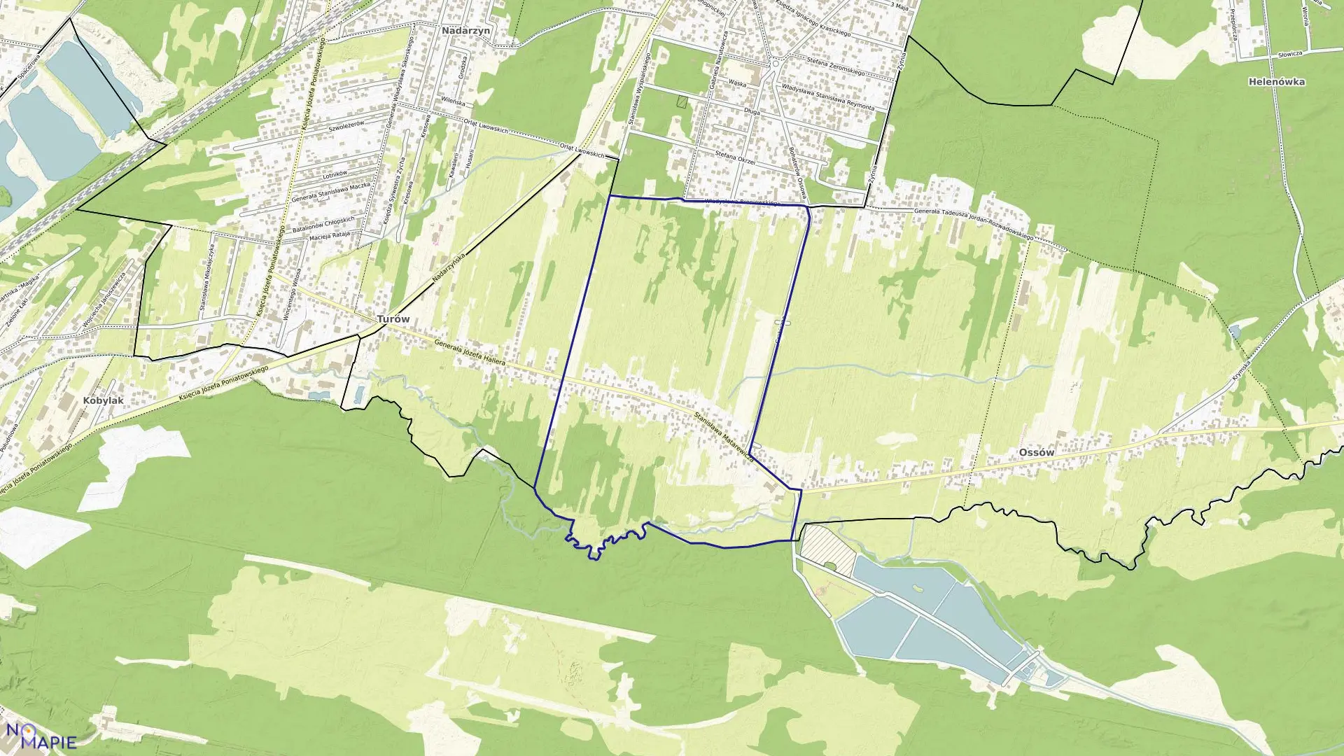 Mapa obrębu OSSÓW-02 w gminie Wołomin