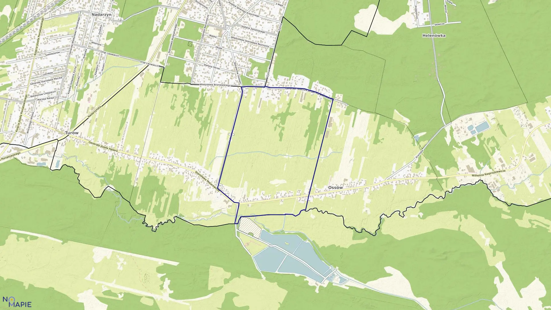 Mapa obrębu OSSÓW-03 w gminie Wołomin