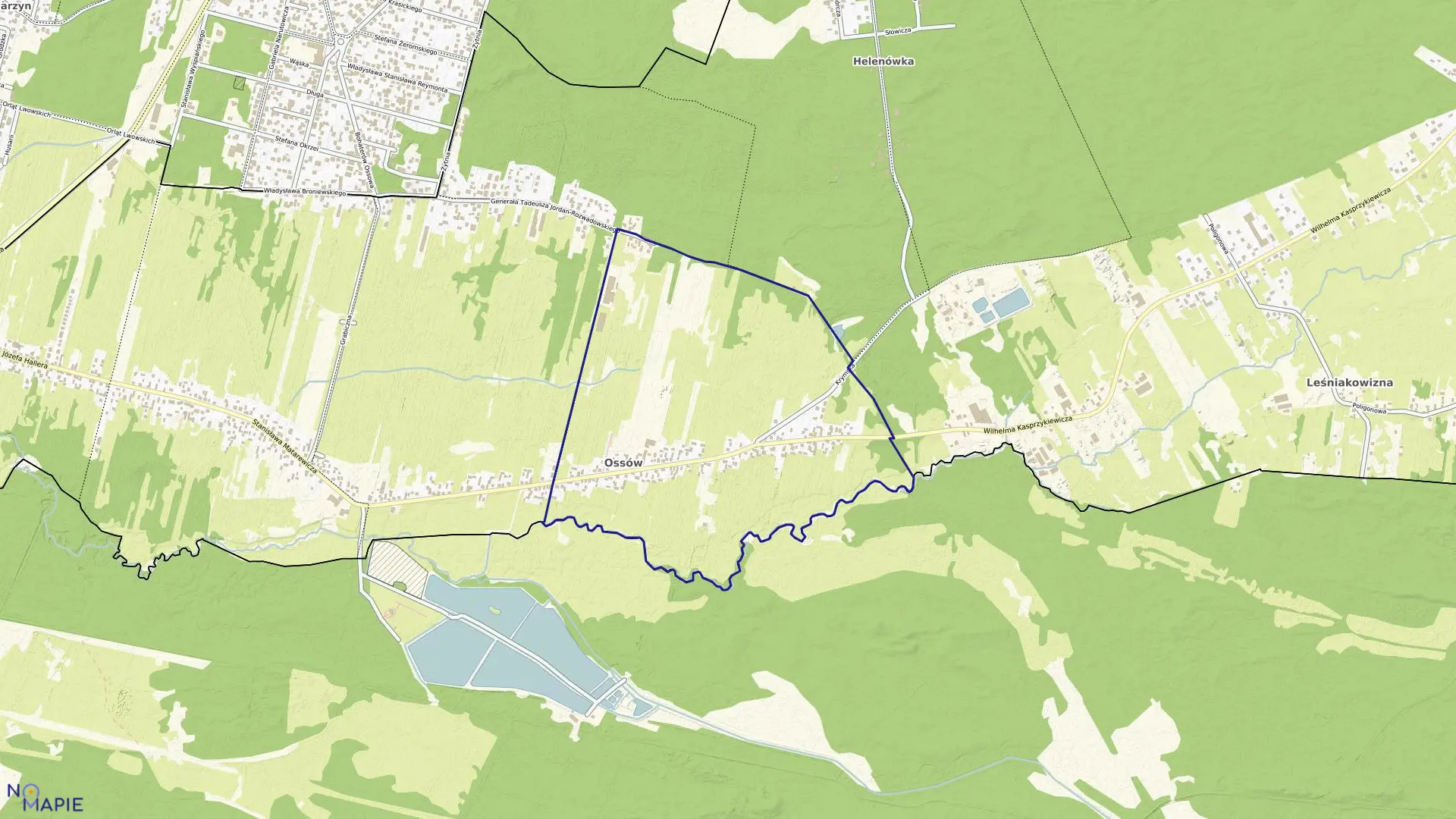 Mapa obrębu OSSÓW-04 w gminie Wołomin