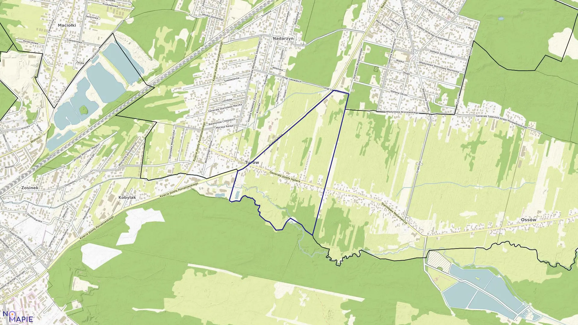 Mapa obrębu TURÓW w gminie Wołomin