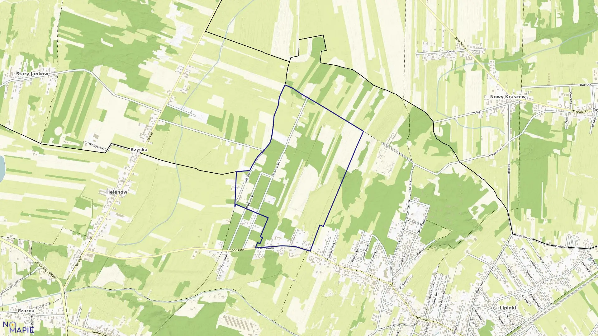 Mapa obrębu ZAGOŚCINIEC-02 w gminie Wołomin