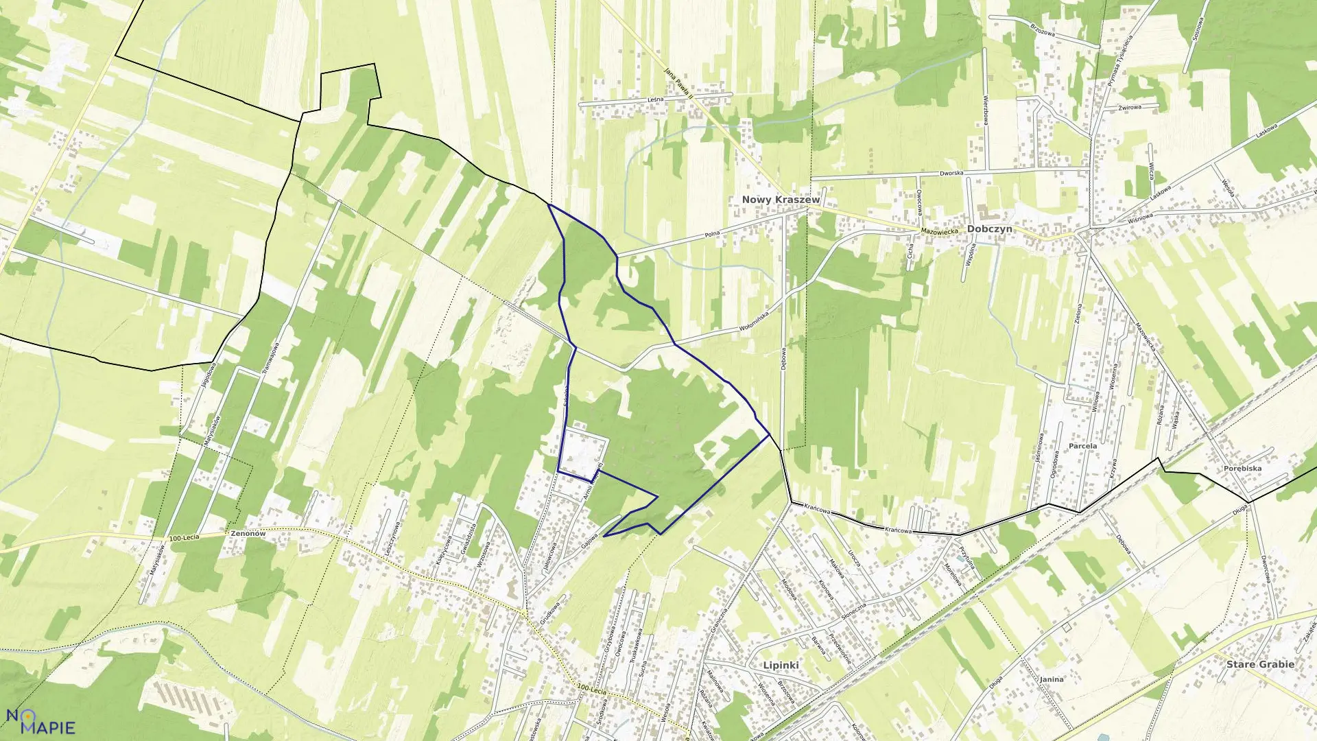 Mapa obrębu ZAGOŚCINIEC-06 w gminie Wołomin