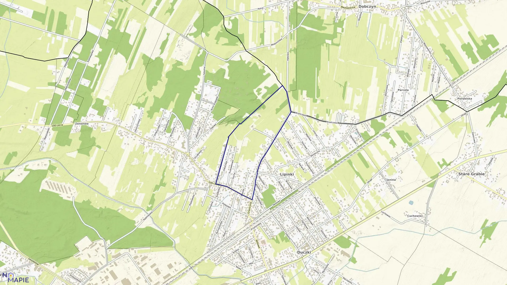 Mapa obrębu ZAGOŚCINIEC-08 w gminie Wołomin